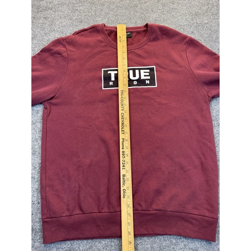 True Religion Men's XL Burgundy Logo Crewneck Sweatshirt